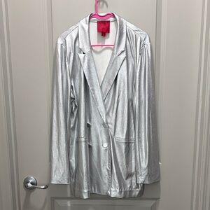 Jennifer Lopez Silver Metallic Jacket